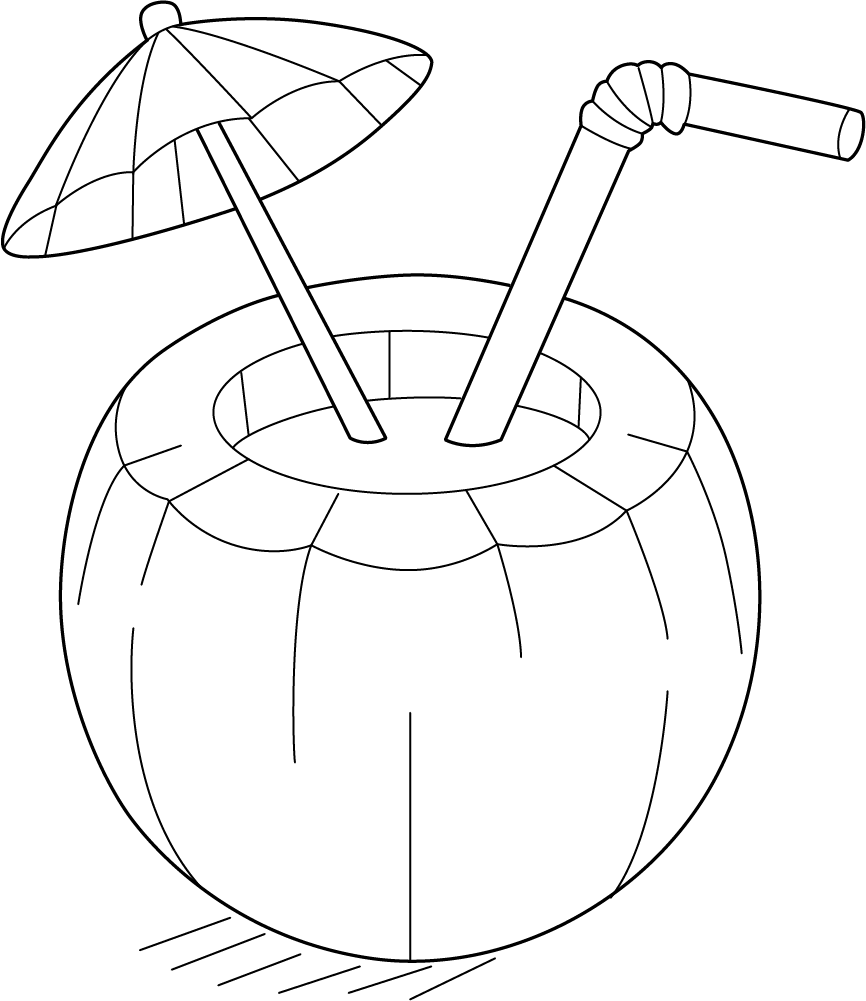 Coconut Drink Colouring Page | Free Colouring Book for Children ...
