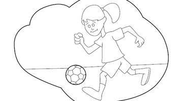 Kid Playing Football Colouring Image | Free Colouring Book for Children