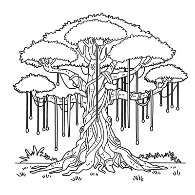 Banyan Tree Colouring Page | Free Colouring Book for Children – Monkey ...