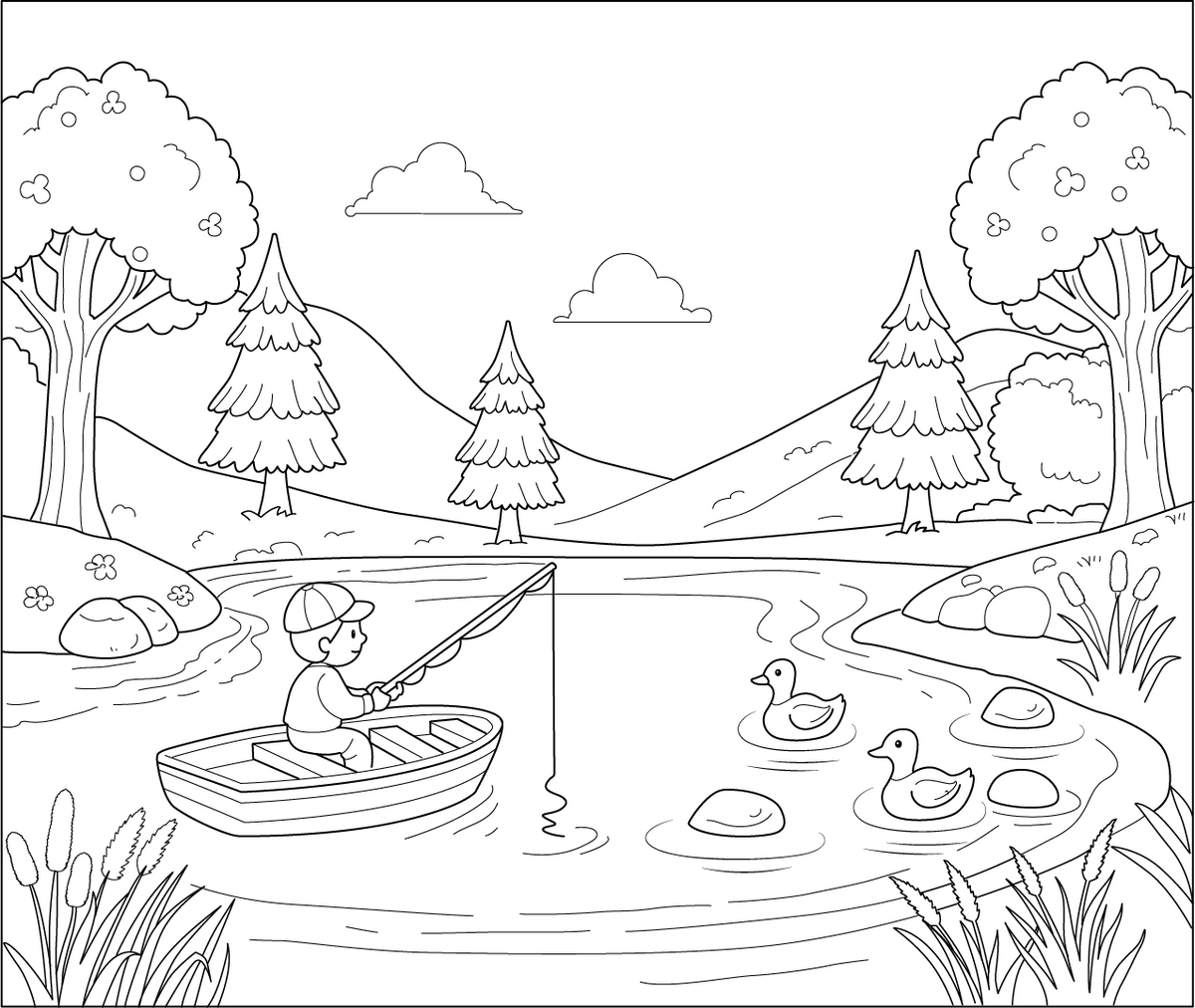 Free Printable Lake Colouring Page | Free Colouring Book for Children