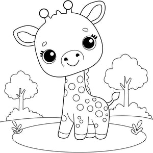 Baby Giraffe Colouring Page