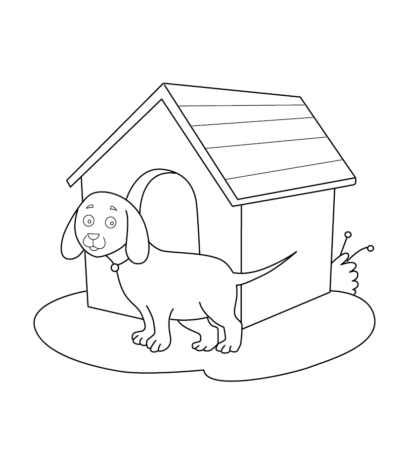 DOG HOUSE COLOURING PICTURE Free Colouring Book for Children Monkey