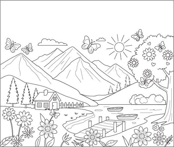 Mountain Landscapes coloring page – fun and educational printable for children