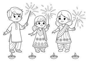 Diwali coloring page – fun and educational printable for children