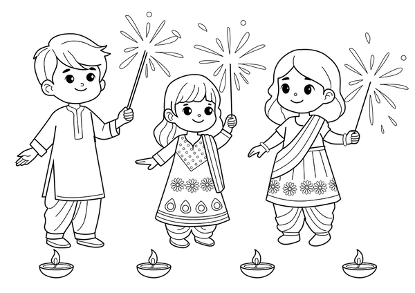 Diwali coloring page – fun and educational printable for children