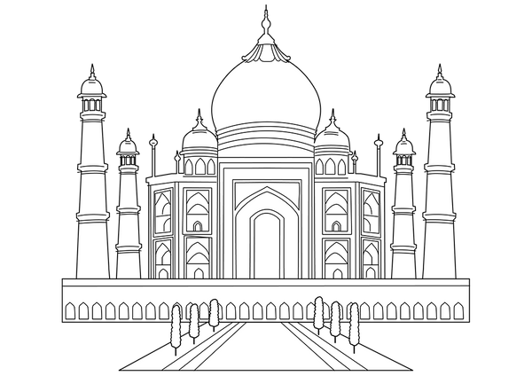 Taj Mahal coloring page – fun and educational printable for children