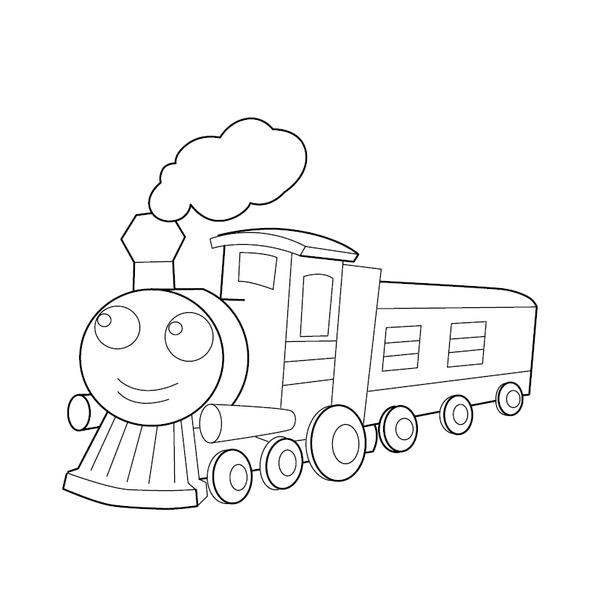 Train Coloring Image– transportation-themed printable for kids