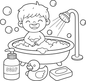 Bath Hygiene coloring page – fun and educational printable for children
