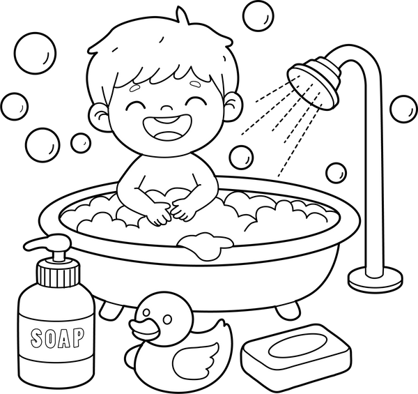 Bath Hygiene coloring page – fun and educational printable for children