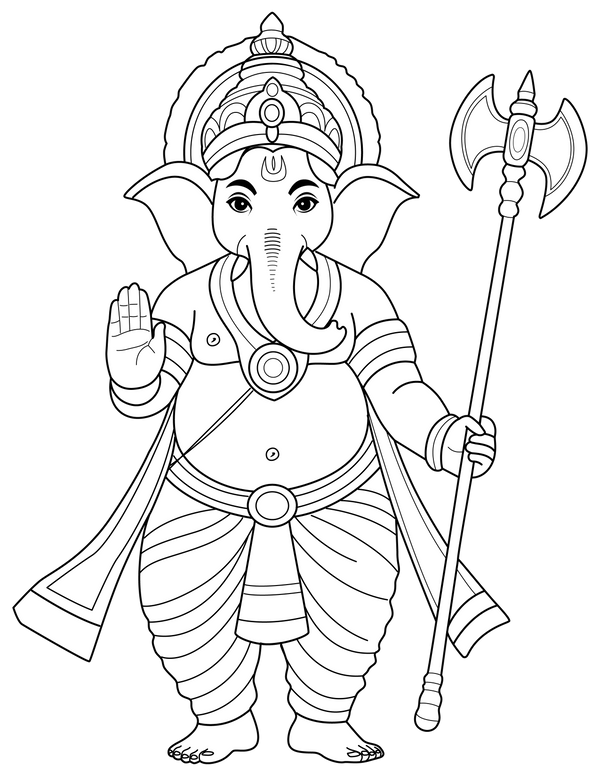 Lord Ganesha coloring page – fun and educational printable for children