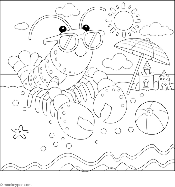 Lobster Coloring Book – Instant Download