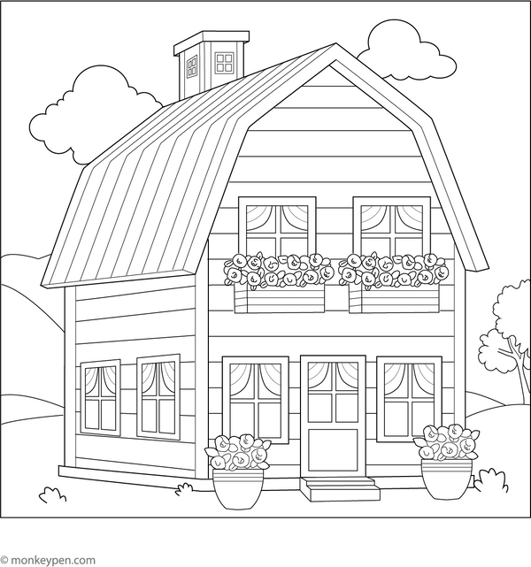 Farm House Coloring Page – fun and educational printable for children