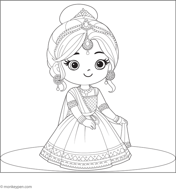 Princess Coloring Book - Instant Download