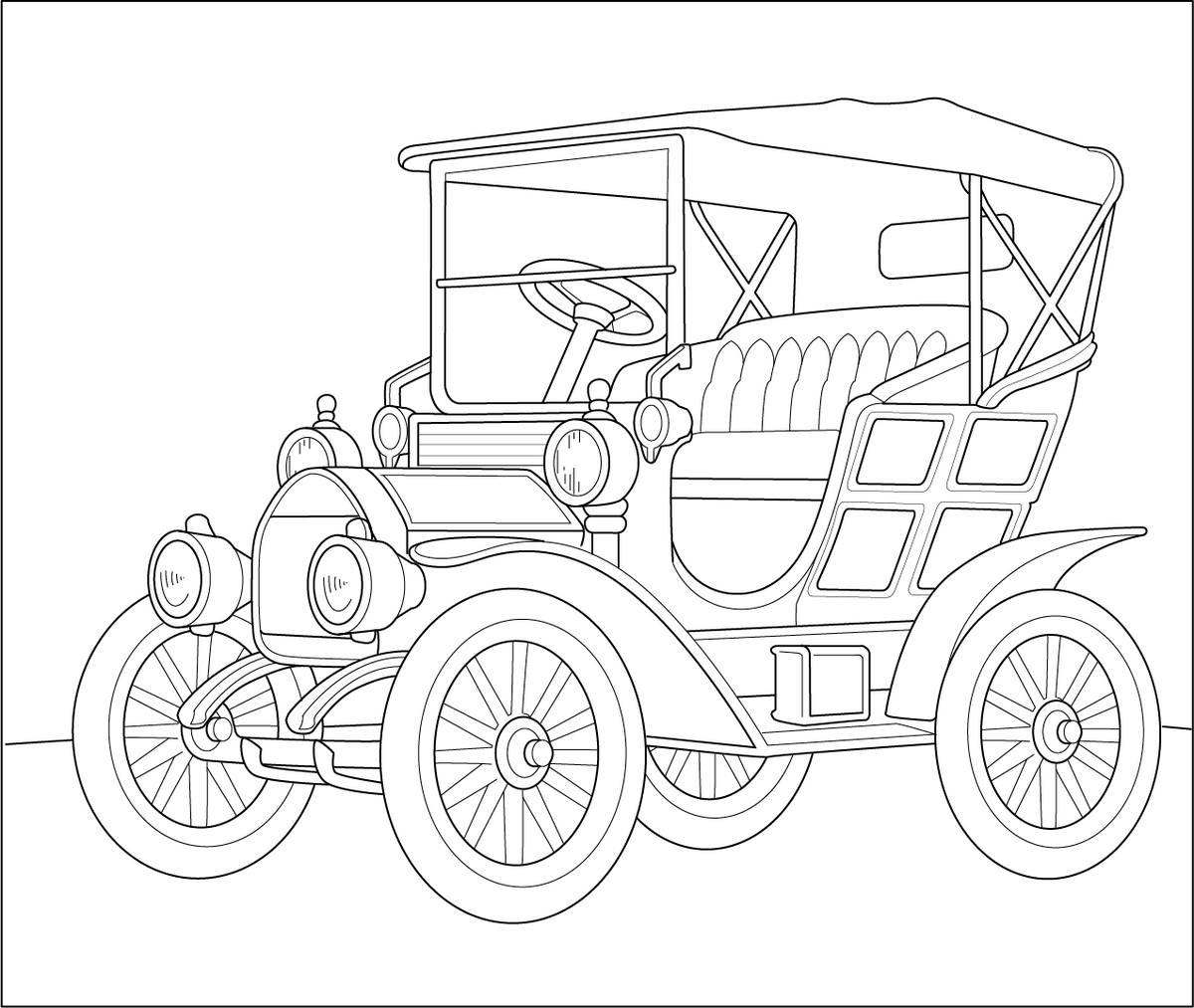 Printable Vintage Convertible Coloring Page