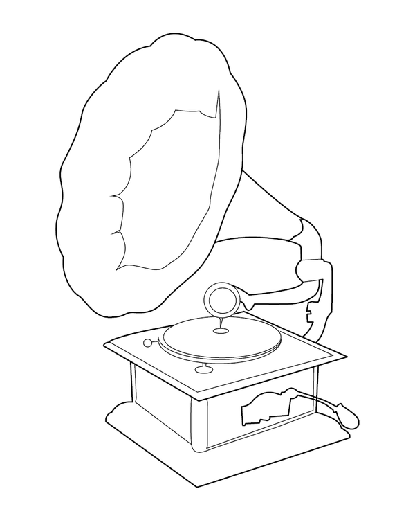 Gramaphone Technological coloring page – fun and educational printable for children