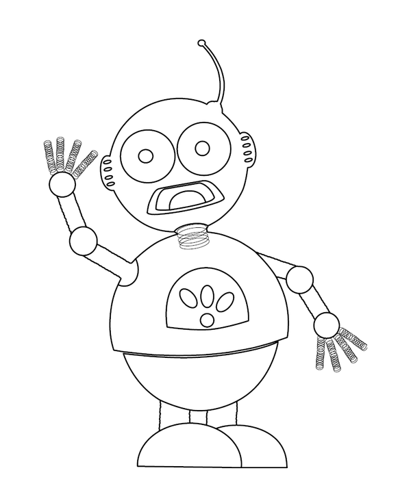 Funny Robot technological coloring page – fun and educational printable for children