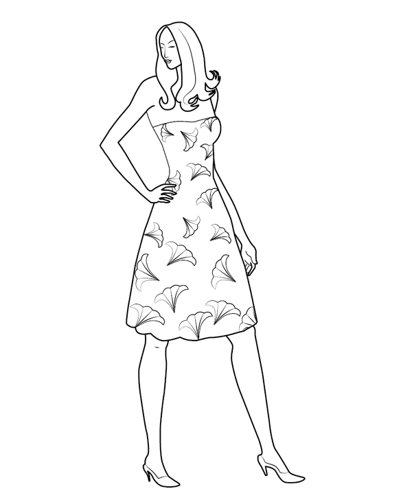 Lady in printed dress And Gents Coloring  page – fun and educational printable for children