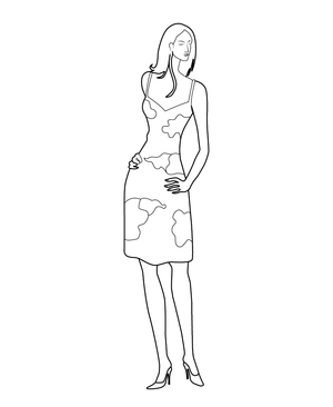 Lady dressed fashionable Coloring page – fun and educational printable for children