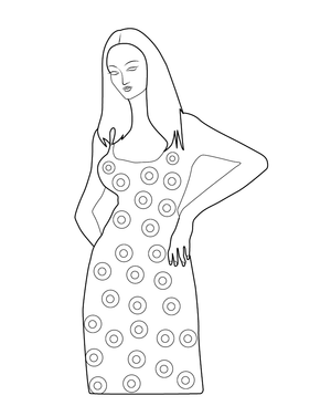 Printed dress fashionable lady Coloring page – fun and educational printable for children