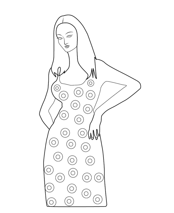 Printed dress fashionable lady Coloring page – fun and educational printable for children