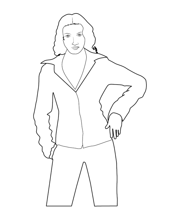 Lady dressed in shirt and pants Coloring page – fun and educational printable for children