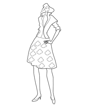Lady in skirt and top Coloring page – fun and educational printable for children