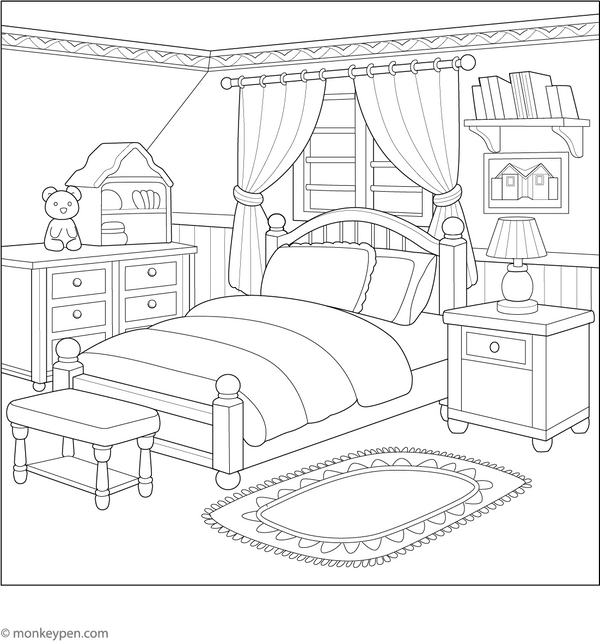 Bedroom Coloring Page – fun and educational printable for children