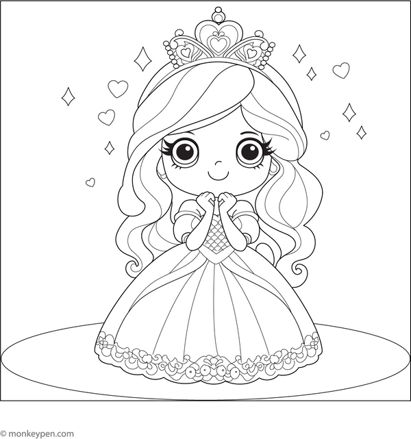 Princess Coloring Book - Instant Download