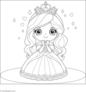 Cute Adorable Princess Coloring Page
