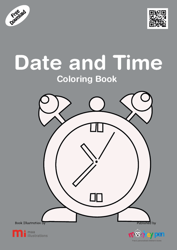 Date and Time Coloring Book - Instant Download