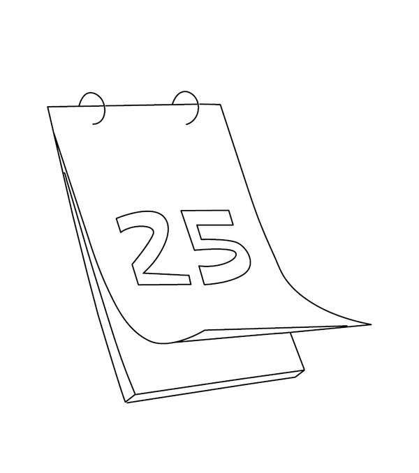 Date 25 calender Coloring page – fun and educational printable for children