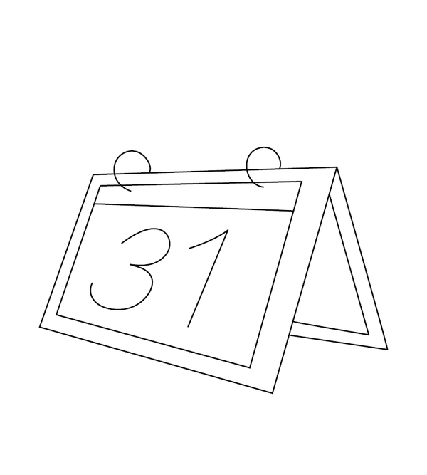 Date 31 on table calendar Coloring page – fun and educational printable for children