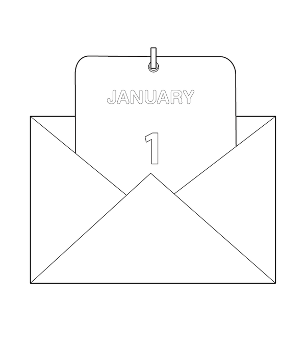 Calender page popping up from letter cover Coloring page – fun and educational printable for children