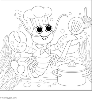 Lobster Chef Coloring Page – fun and educational printable for children