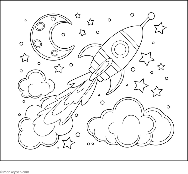 Rocket Launch Coloring Page