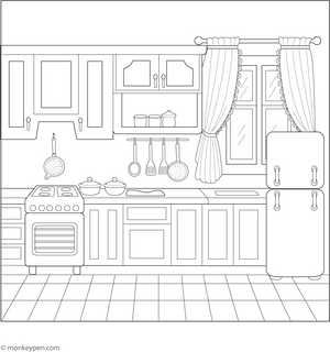 Kitchen Coloring Page – fun and educational printable for children