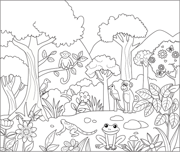 Rainforest coloring page – fun and educational printable for children