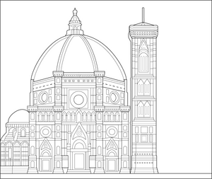 Florence Cathedral Coloring Page – religious building illustration for kids