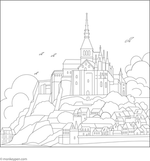 Mont Saint Michel Coloring Page – fun and educational printable for children