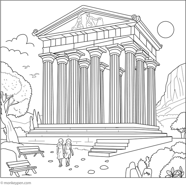 Temple of Olympian Zeus Coloring Page