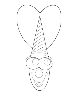 Heart shape and funny face Valentine Coloring page – fun and educational printable for children