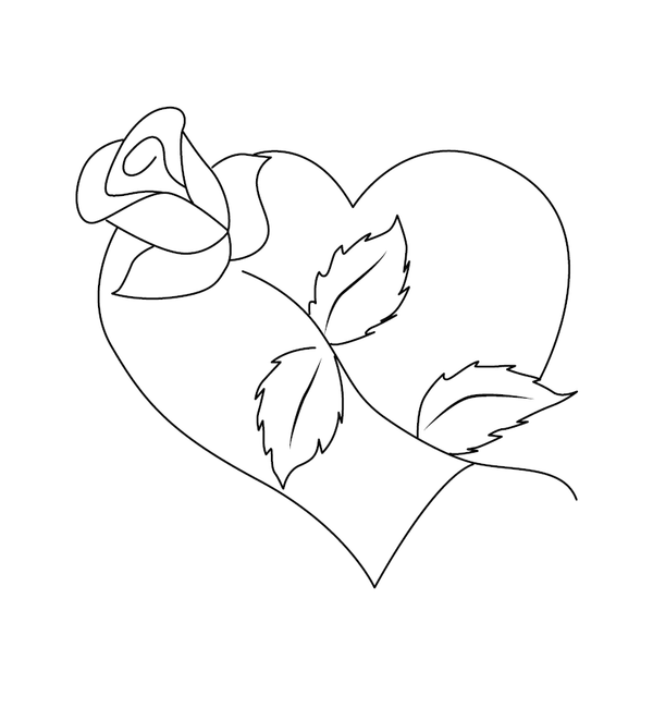 Beautiful rose and heart shape Valentine Coloring page – fun and educational printable for children