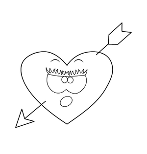 Heart shape with an arrow Valentine Coloring page – fun and educational printable for children