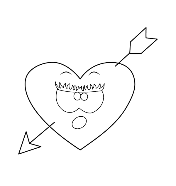 Heart shape with an arrow Valentine Coloring page – fun and educational printable for children