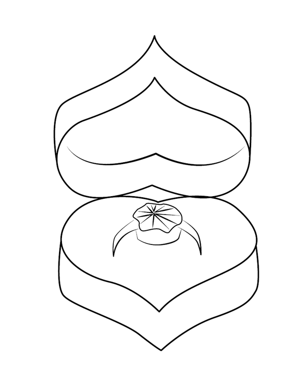 Beautiful ring in a heart shaped box Valentine Coloring page – fun and educational printable for children