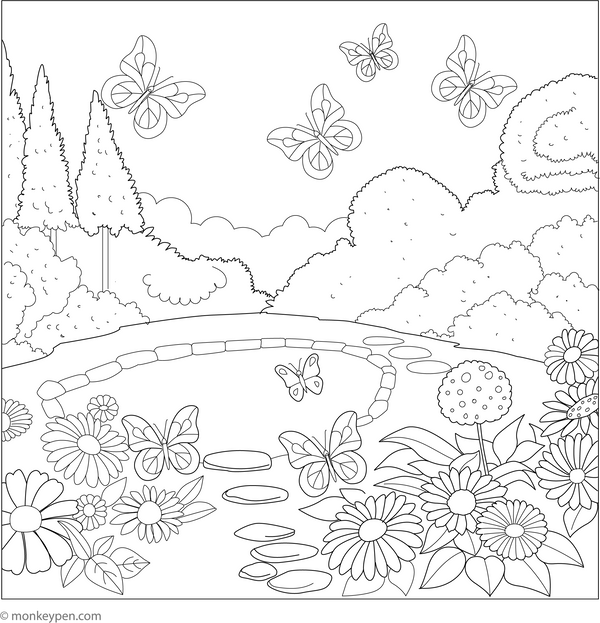 Garden of Butterflies Coloring Page – fun and educational printable for children