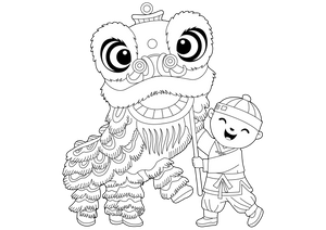 Chinese Lion Dance coloring page – fun and educational printable for children