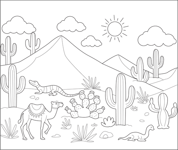 Desert Landscapes Coloring Page – fun and educational printable for children