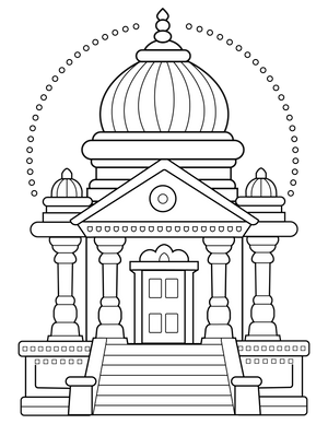 Temple Image coloring page – religious building illustration for kids