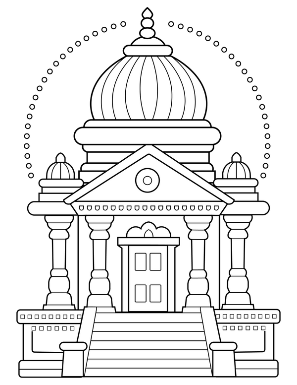 Temple Image coloring page – religious building illustration for kids